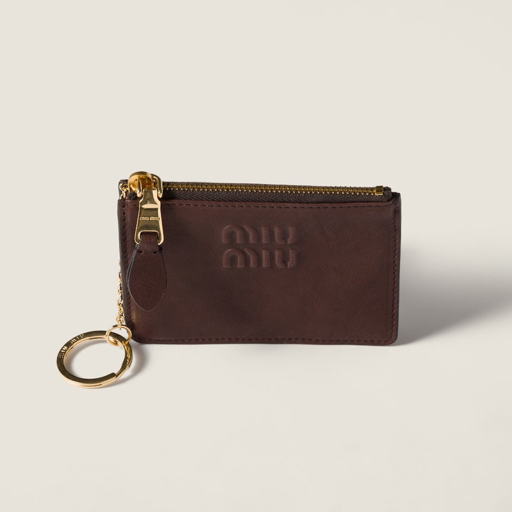 Miu Miu Nappa leather card holder Briarwood