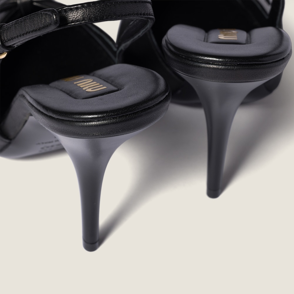 Miu Miu Leather slingback pumps with bow Black