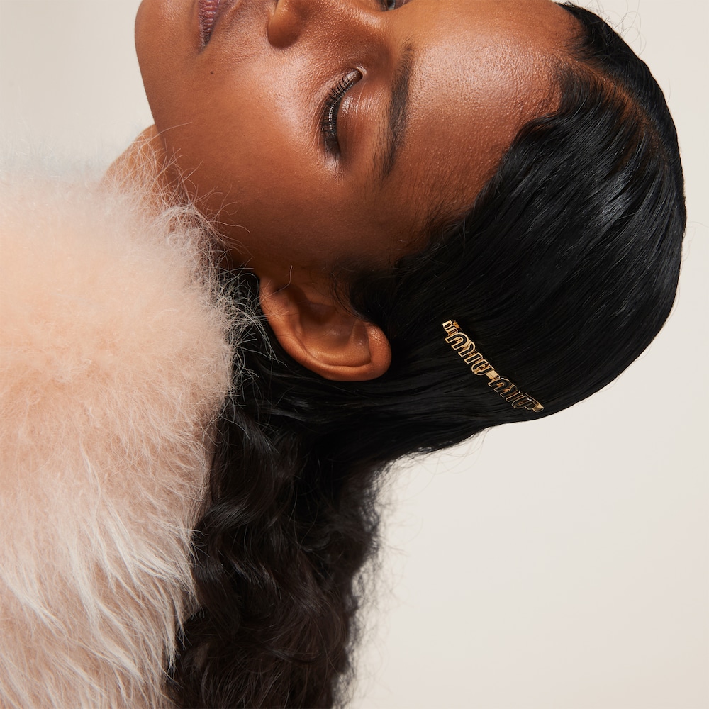 Miu Miu Enameled metal hair clip - Black