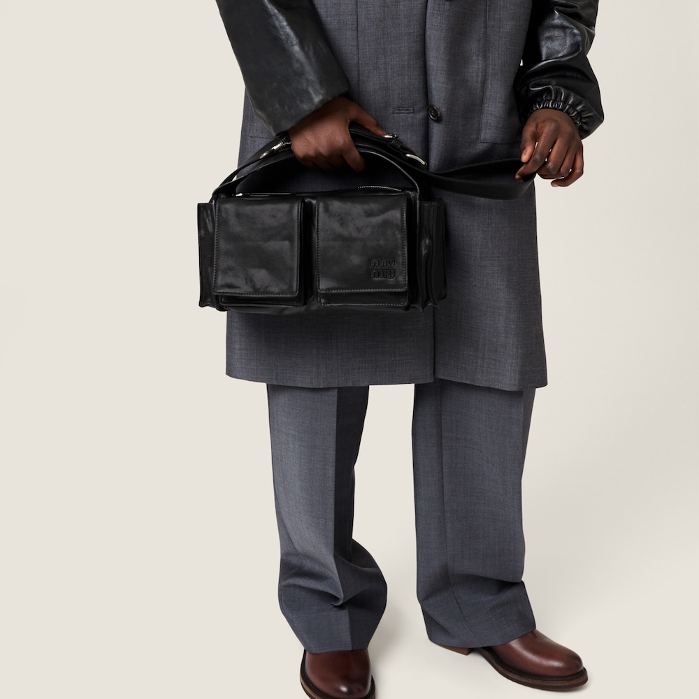 Miu Miu Utilitaire nappa leather shoulder bag Black