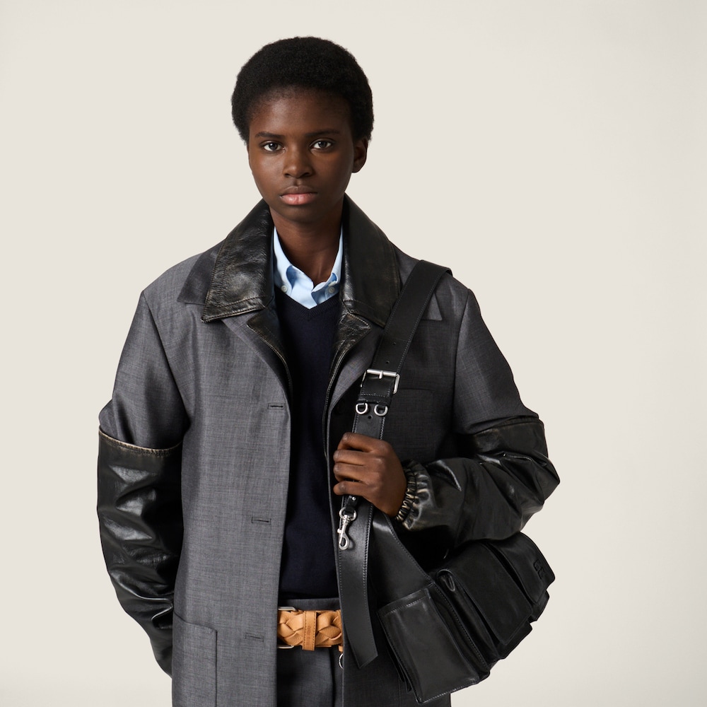 Miu Miu Utilitaire nappa leather shoulder bag Black