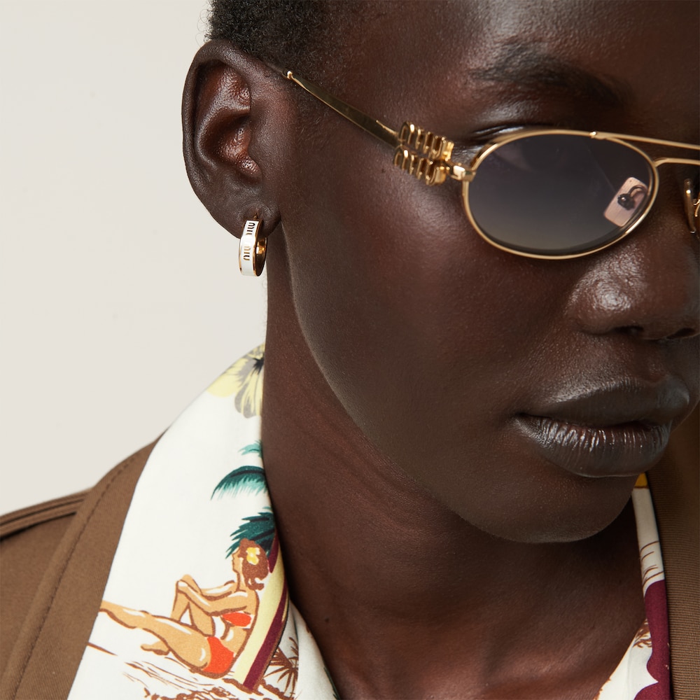 Miu Miu Enameled metal earrings White