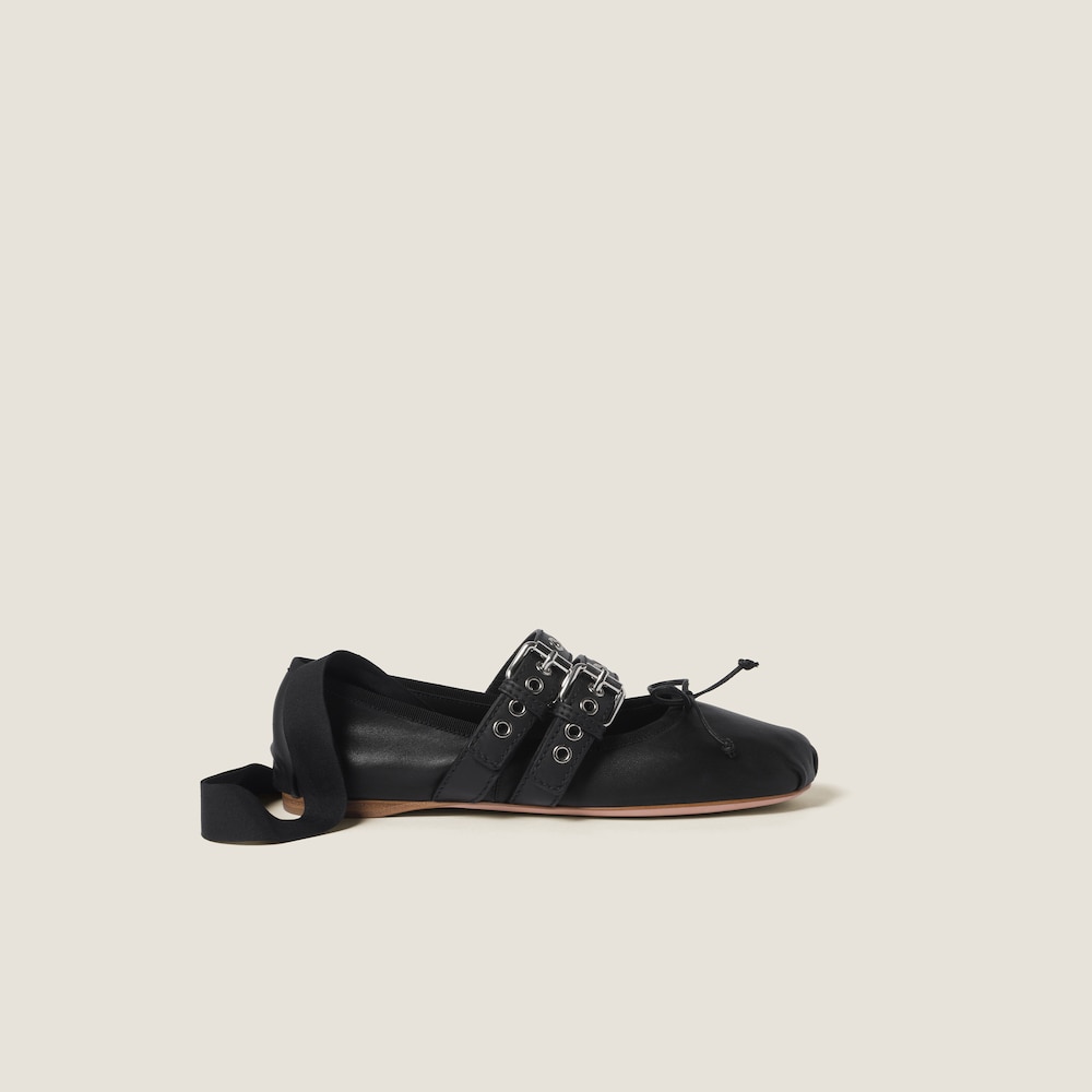 Miu Miu Nappa and calf leather ballerinas Black
