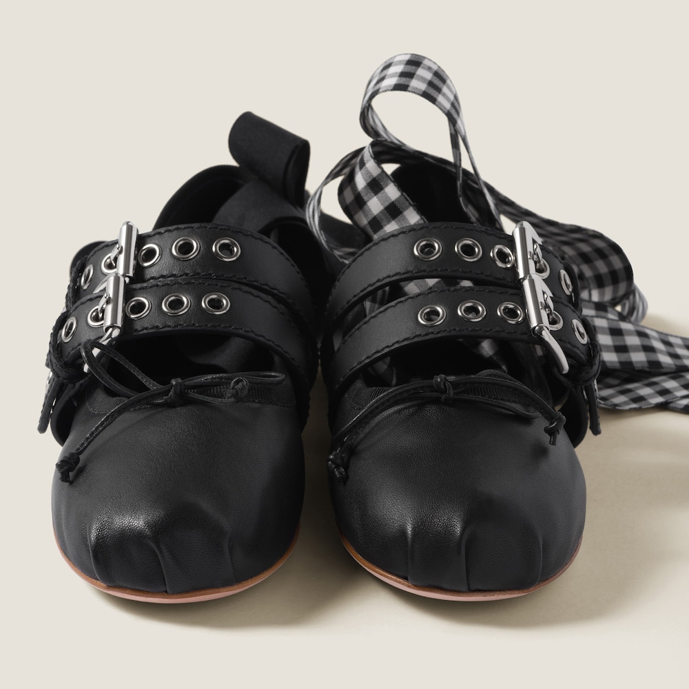 Miu Miu Nappa and calf leather ballerinas Black