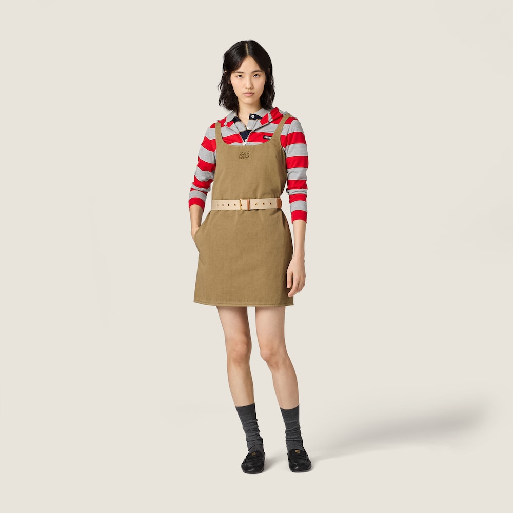 Miu Miu Old gabardine mini-dress Khaki