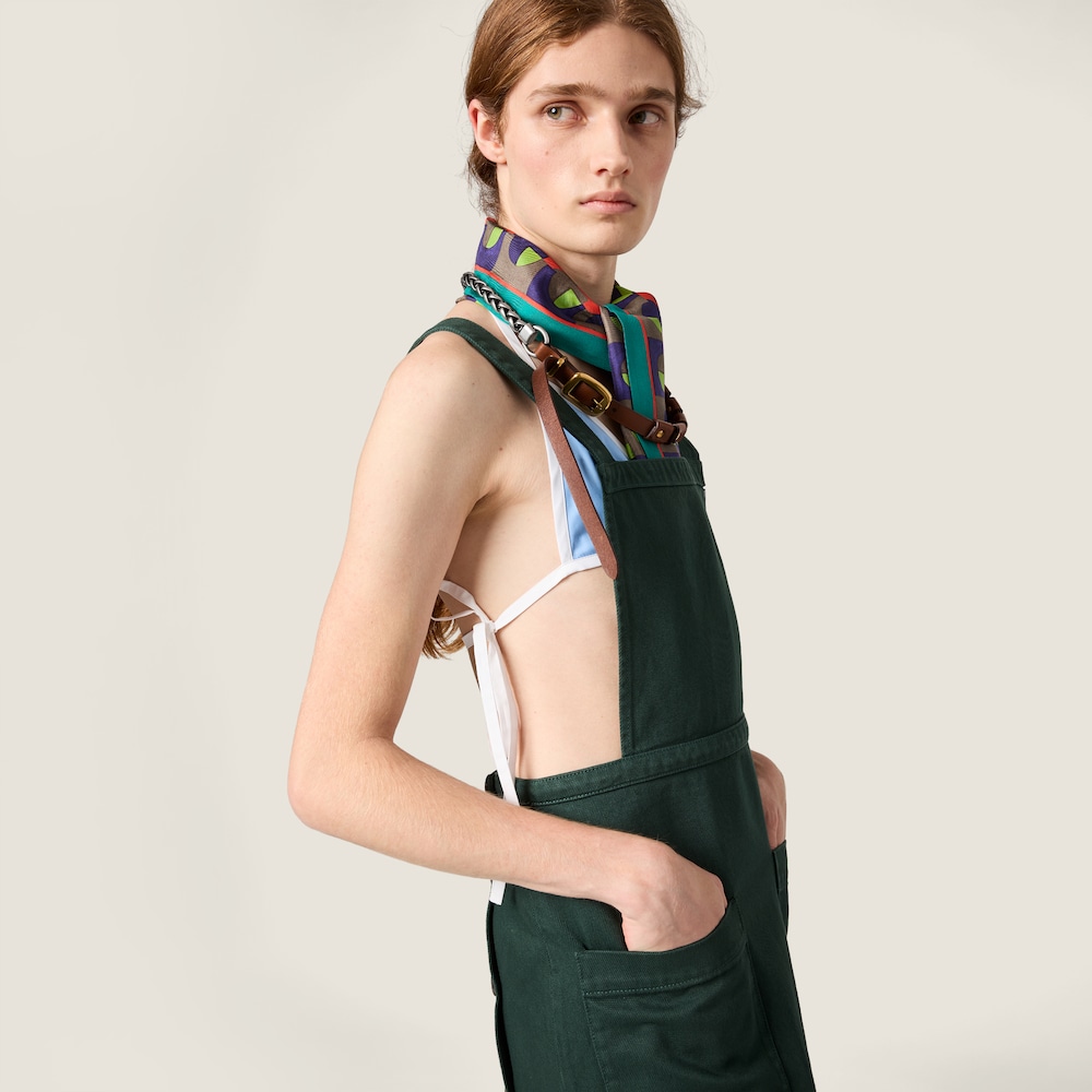 Miu Miu Metal and leather necklace Tobacco / Silver / Bronze