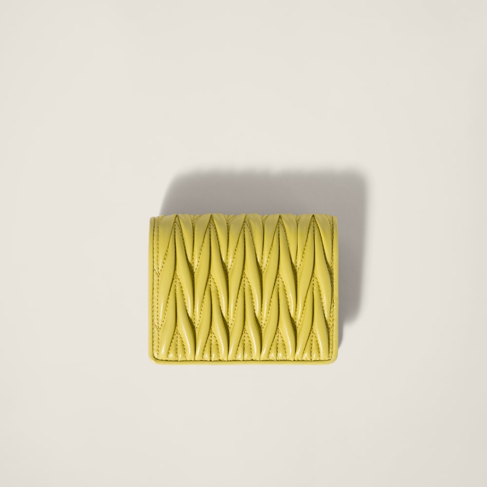 Miu Miu Small matelassé nappa leather wallet Citron Yellow
