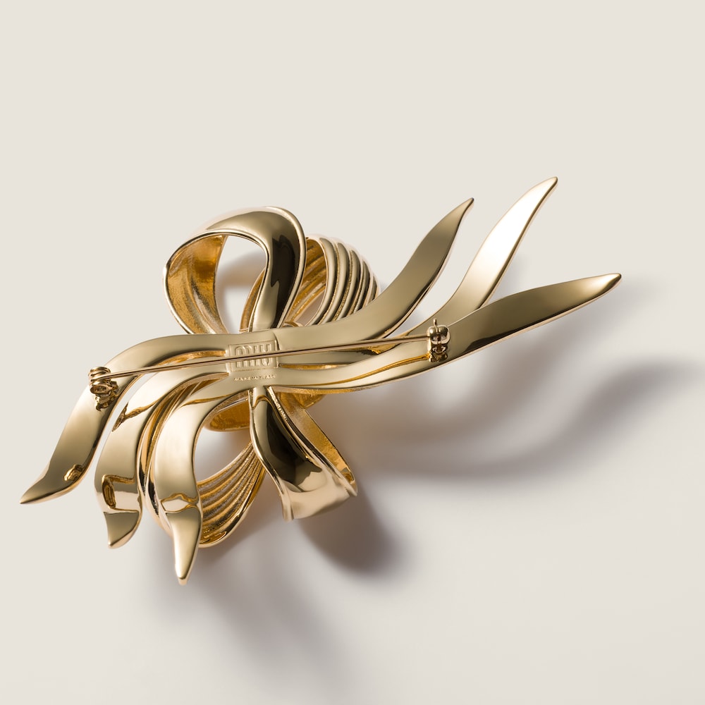 Miu Miu Metal bow brooch Gold