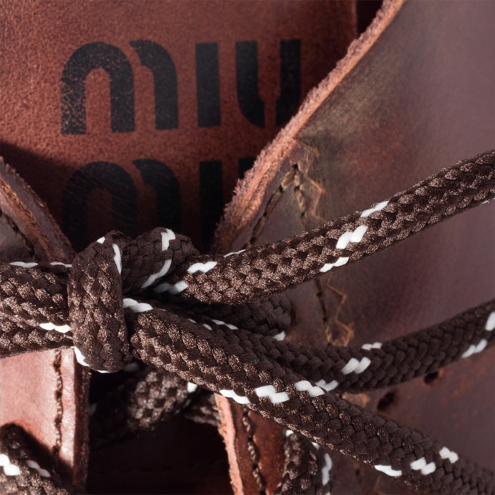 Miu Miu Plume leather sneakers Coffee