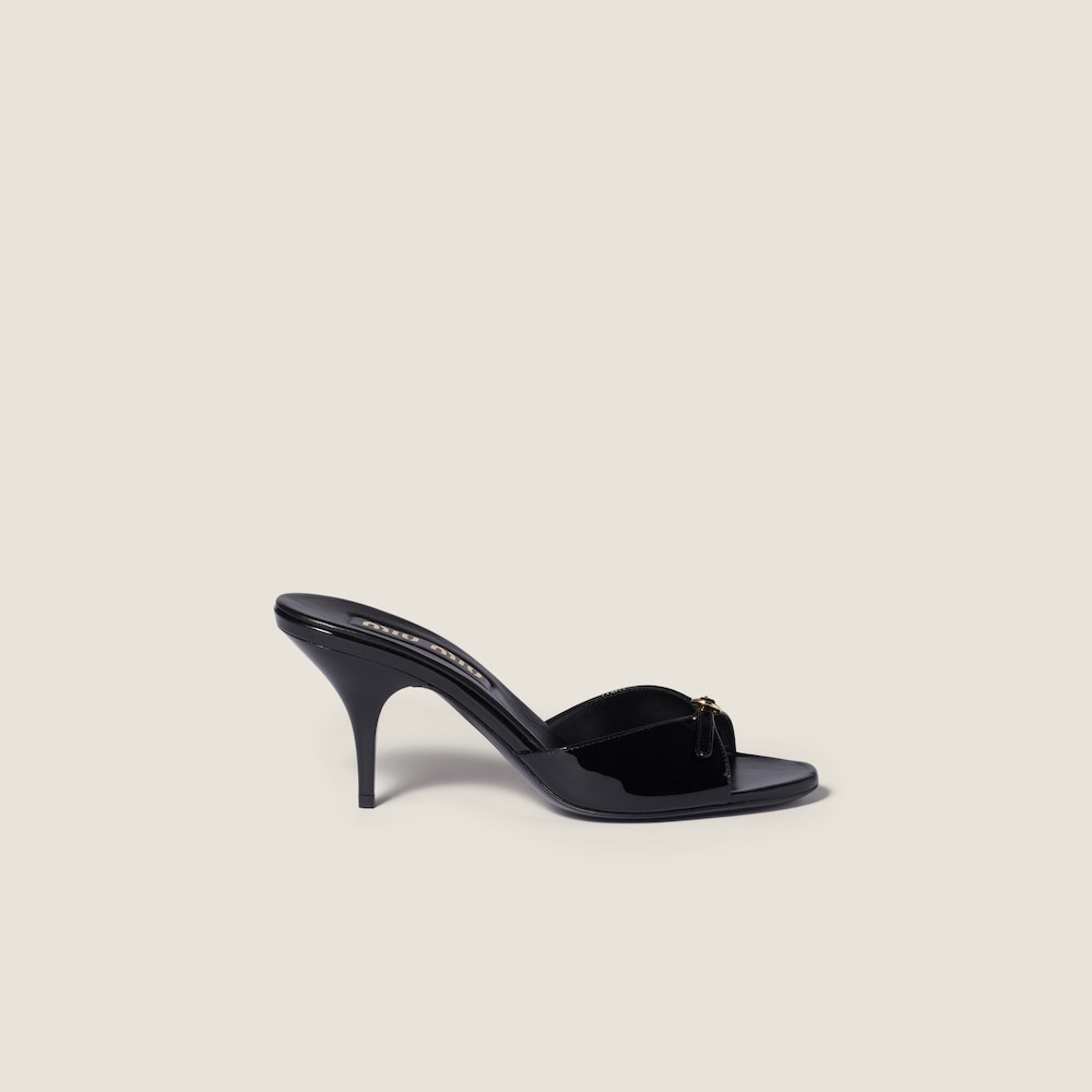 Miu Miu Patent leather mules with buckle Black