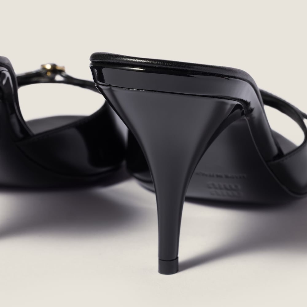 Miu Miu Patent leather mules with buckle Black