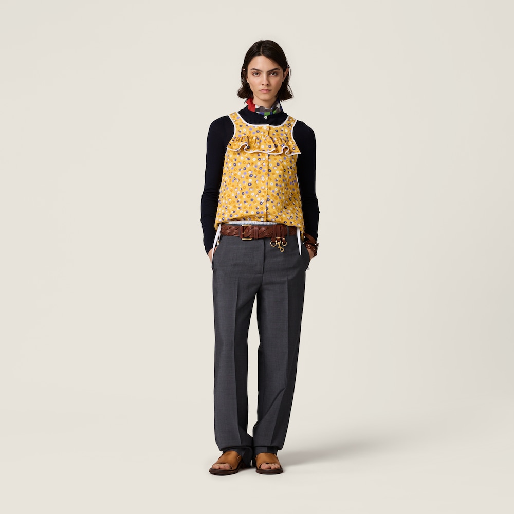 Miu Miu Poplin and wool knit top Yellow / Purple