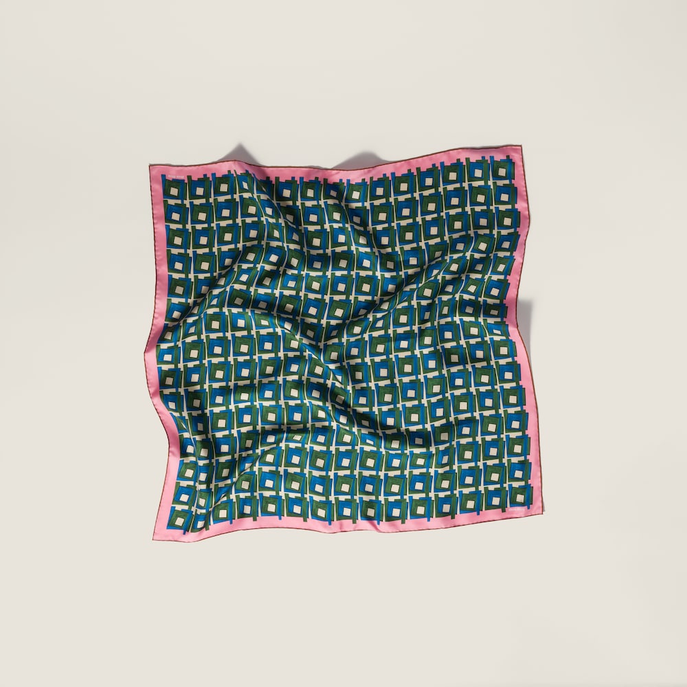 Miu Miu Printed silk scarf - Pink/Laurel Green