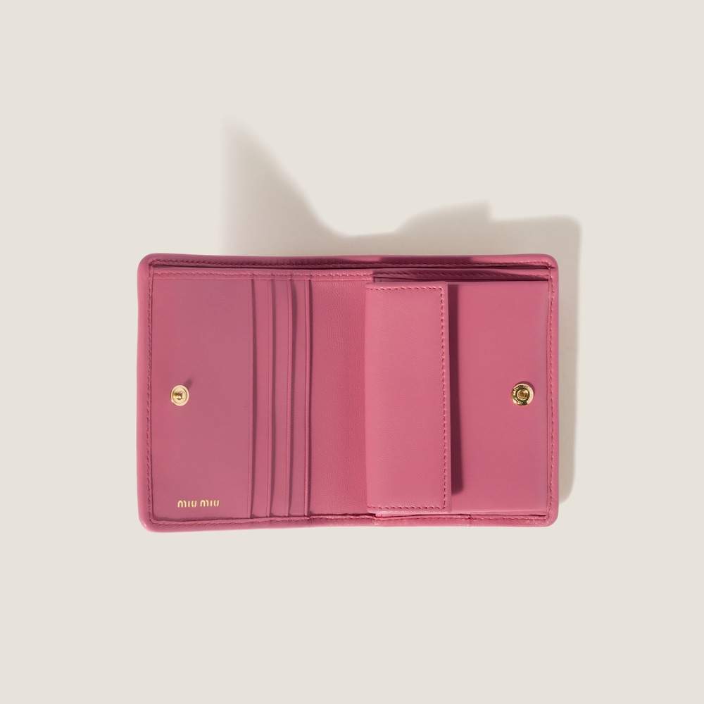 Miu Miu Small matelassé nappa leather wallet Begonia Pink