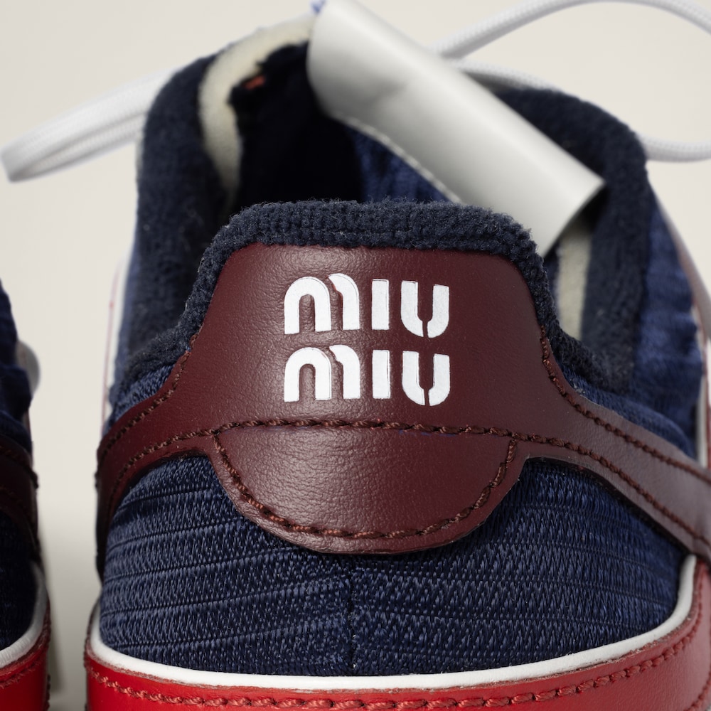 Miu Miu Gymnasium technical fabric and suede sneakers Baltic Blue / Amaranth