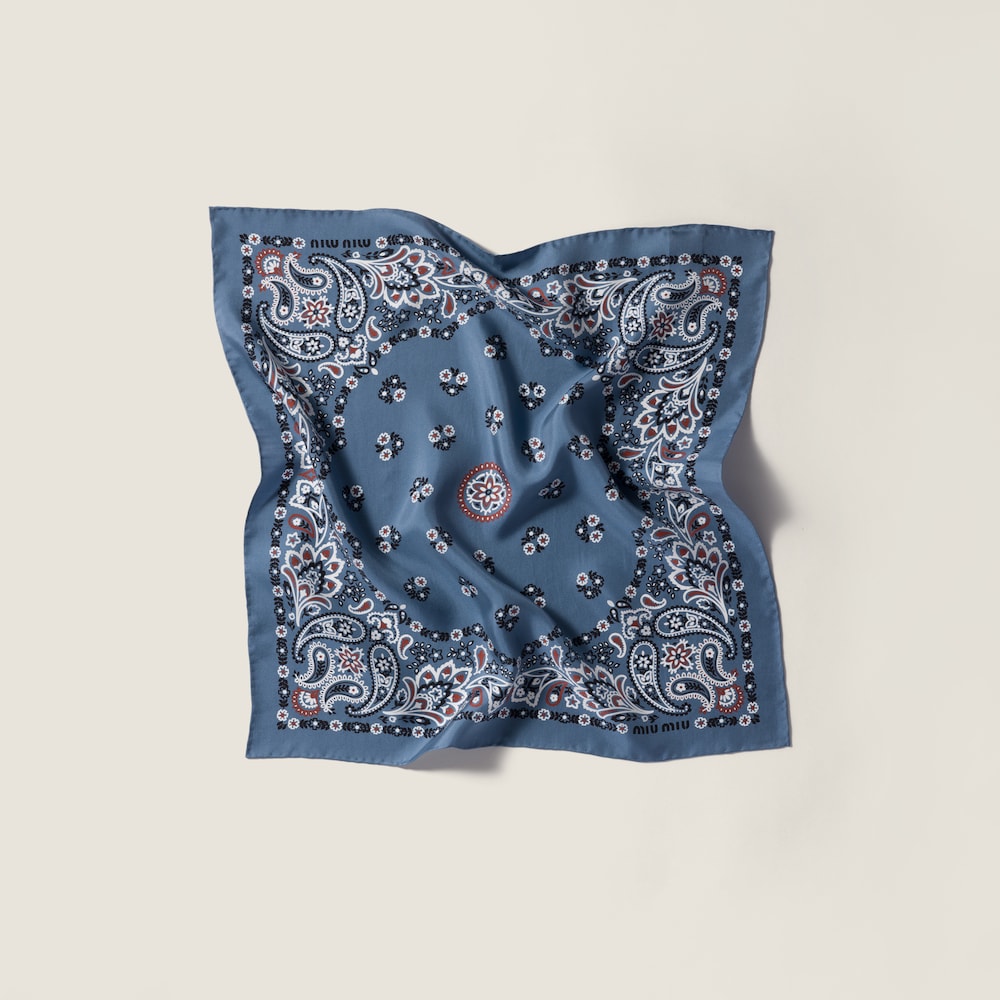 Miu Miu Printed silk scarf - Aviator Blue