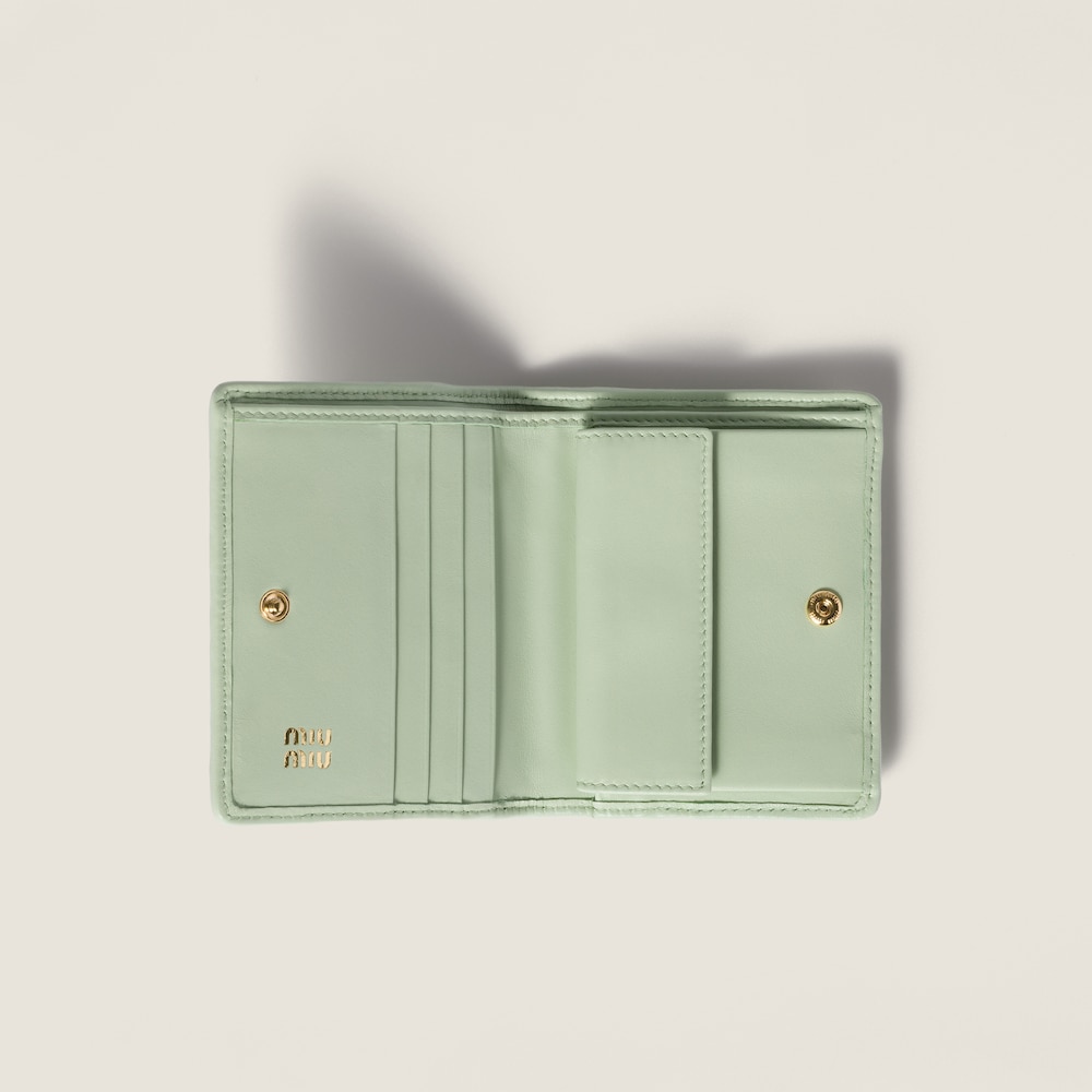 Miu Miu Small matelassé nappa leather wallet Aqua