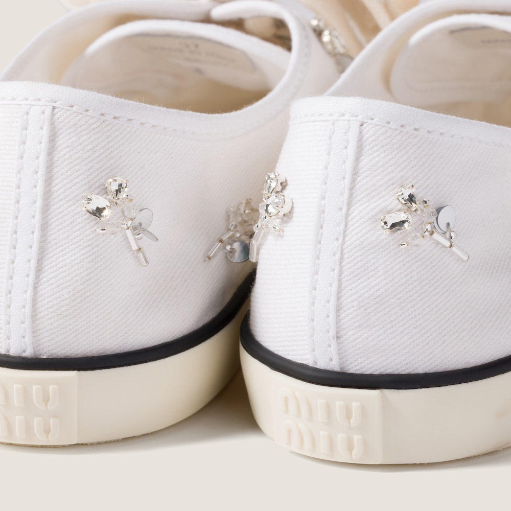 Miu Miu Embroidered drill sneakers White