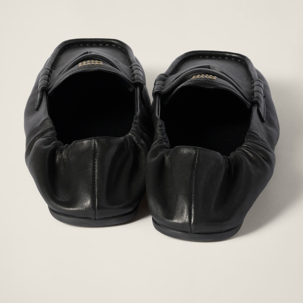 Miu Miu Ruches nappa leather loafers Black