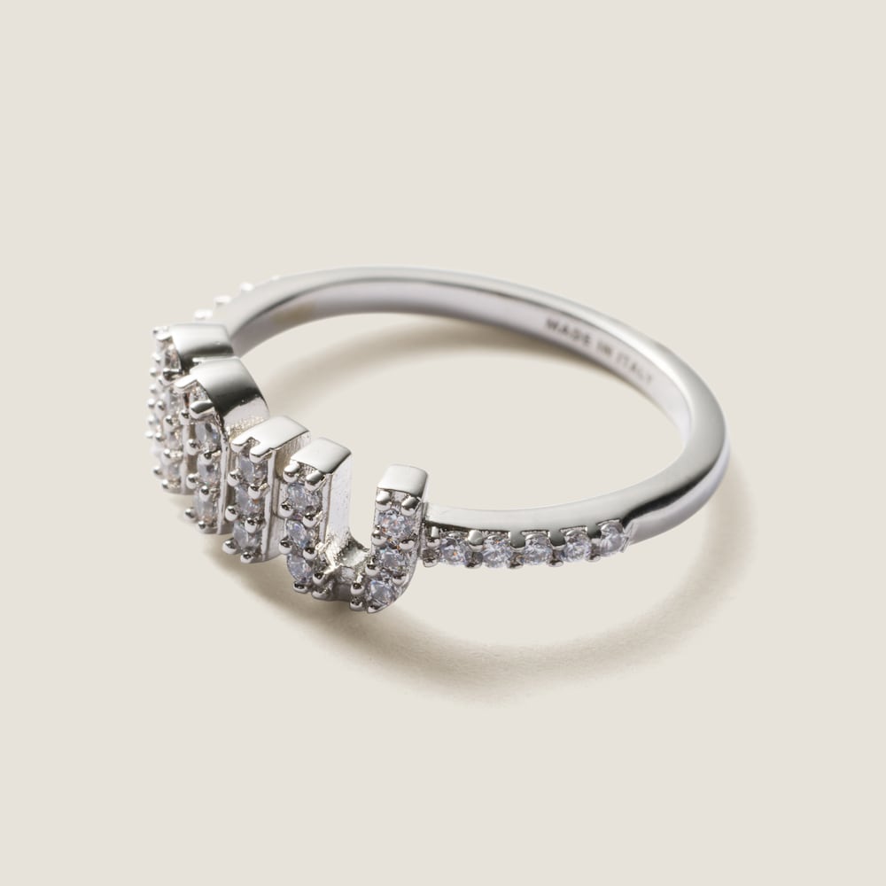 Miu Miu Zircon ring Steel / Crystal