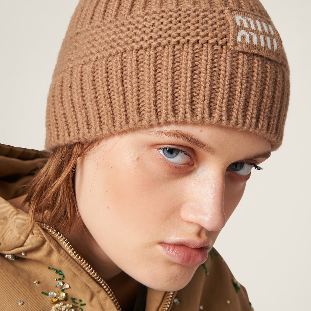 Miu Miu Wool and cashmere beanie - Camel Brown
