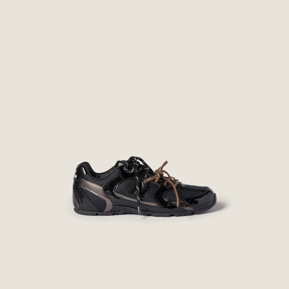 Miu Miu New Balance X Miu Miu 530 SL patent leather and mesh sneakers Black / Anthracite Gray