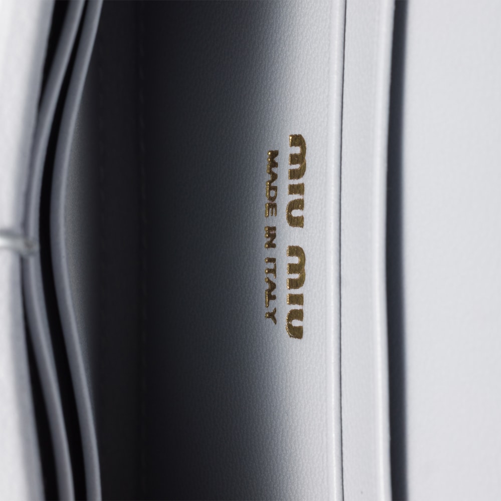 Miu Miu Matelassé nappa leather card holder Pearl Gray
