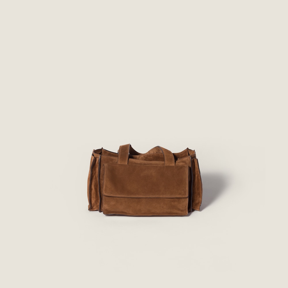 Miu Miu Utilitaire suede shopping bag Cocoa Brown