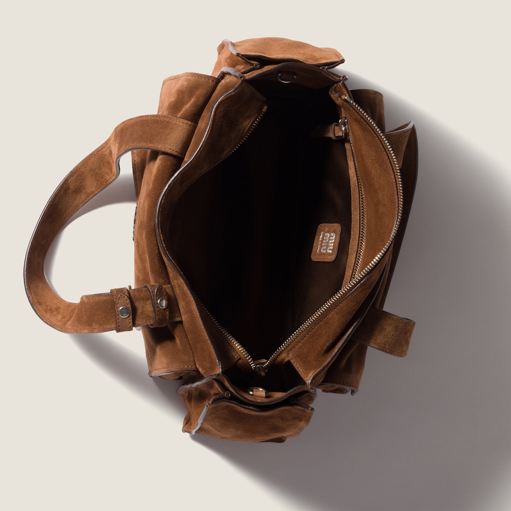 Miu Miu Utilitaire suede shopping bag Cocoa Brown