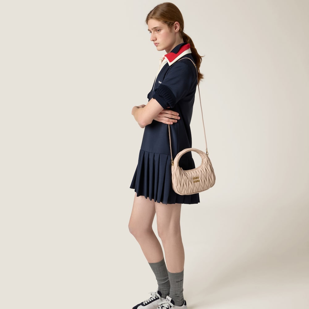 Miu Miu Wander matelassé nappa leather hobo bag Powder Pink