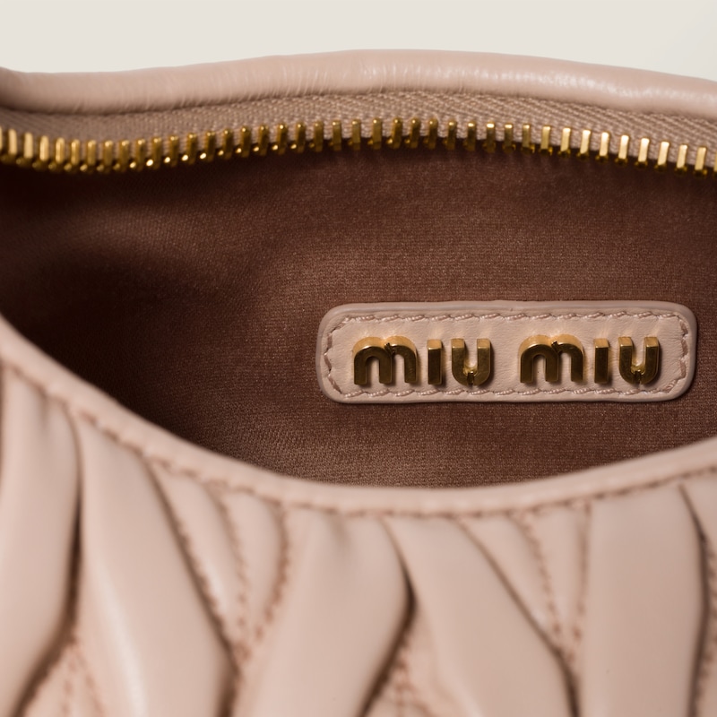 Miu Miu Wander matelassé nappa leather hobo bag Powder Pink