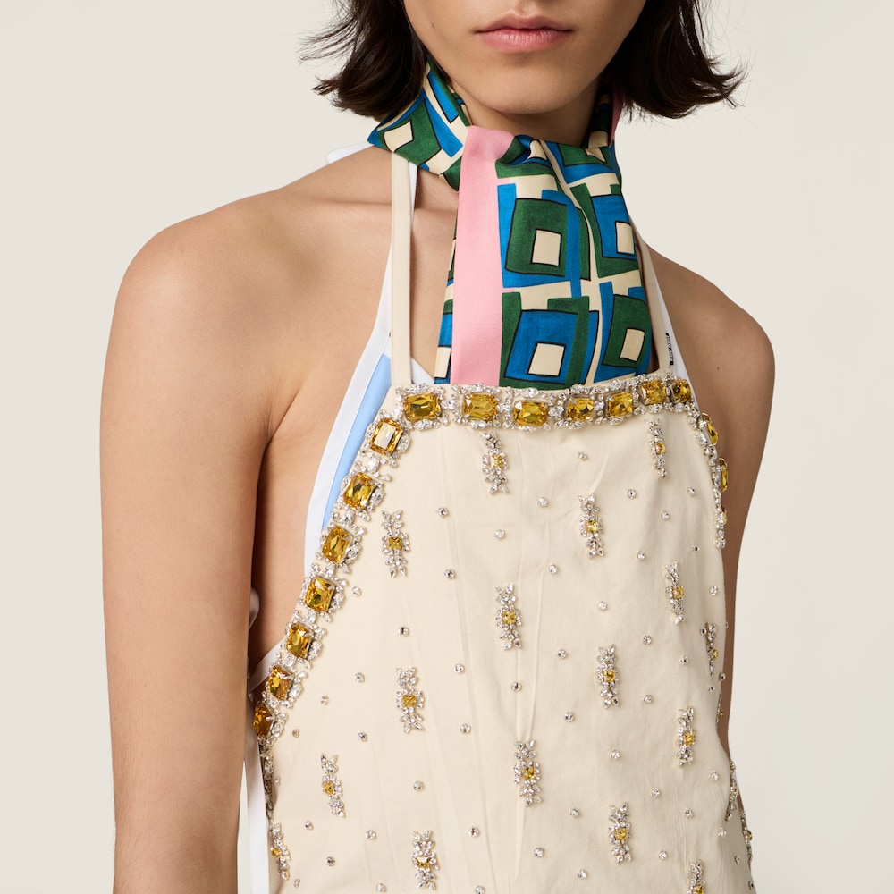 Miu Miu Printed silk scarf - Pink/Laurel Green