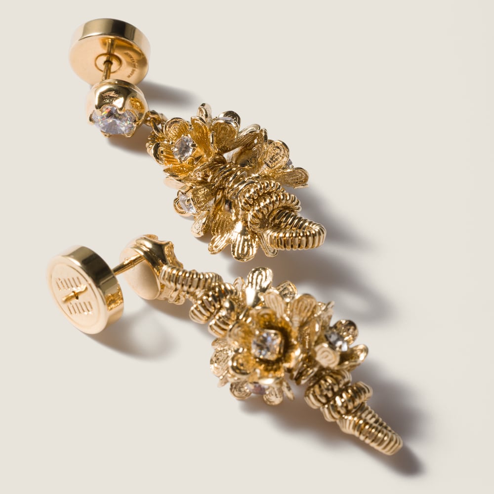 Miu Miu Metal earrings with crystals Gold / Crystal