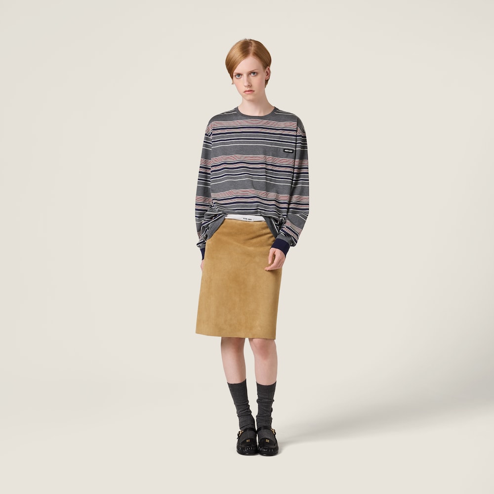 Miu Miu Striped jersey T-shirt Slate Gray / Blue