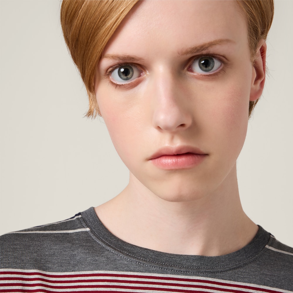 Miu Miu Striped jersey T-shirt Slate Gray / Blue