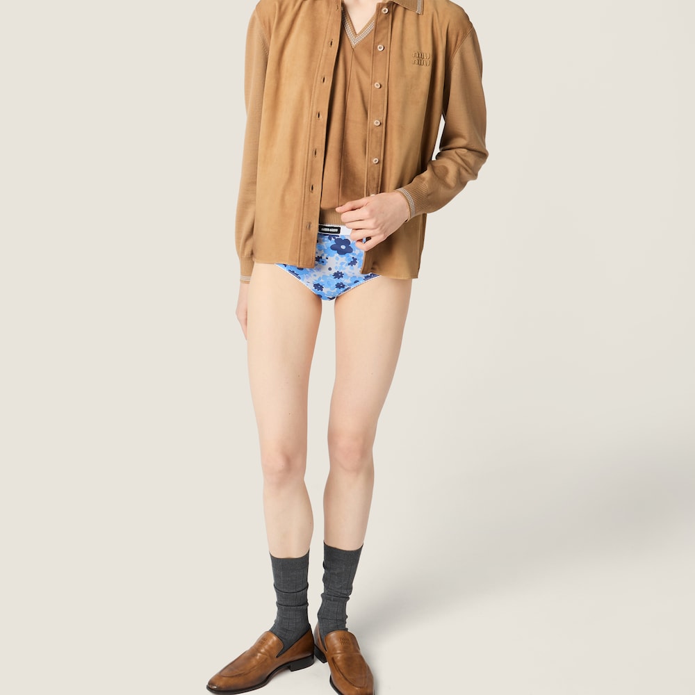 Miu Miu Wool and suede vest Camel Brown