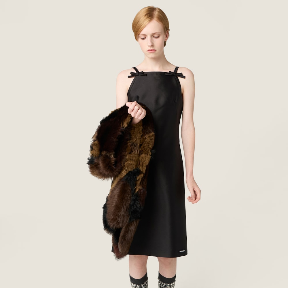 Miu Miu Silk and wool mini-dress Black