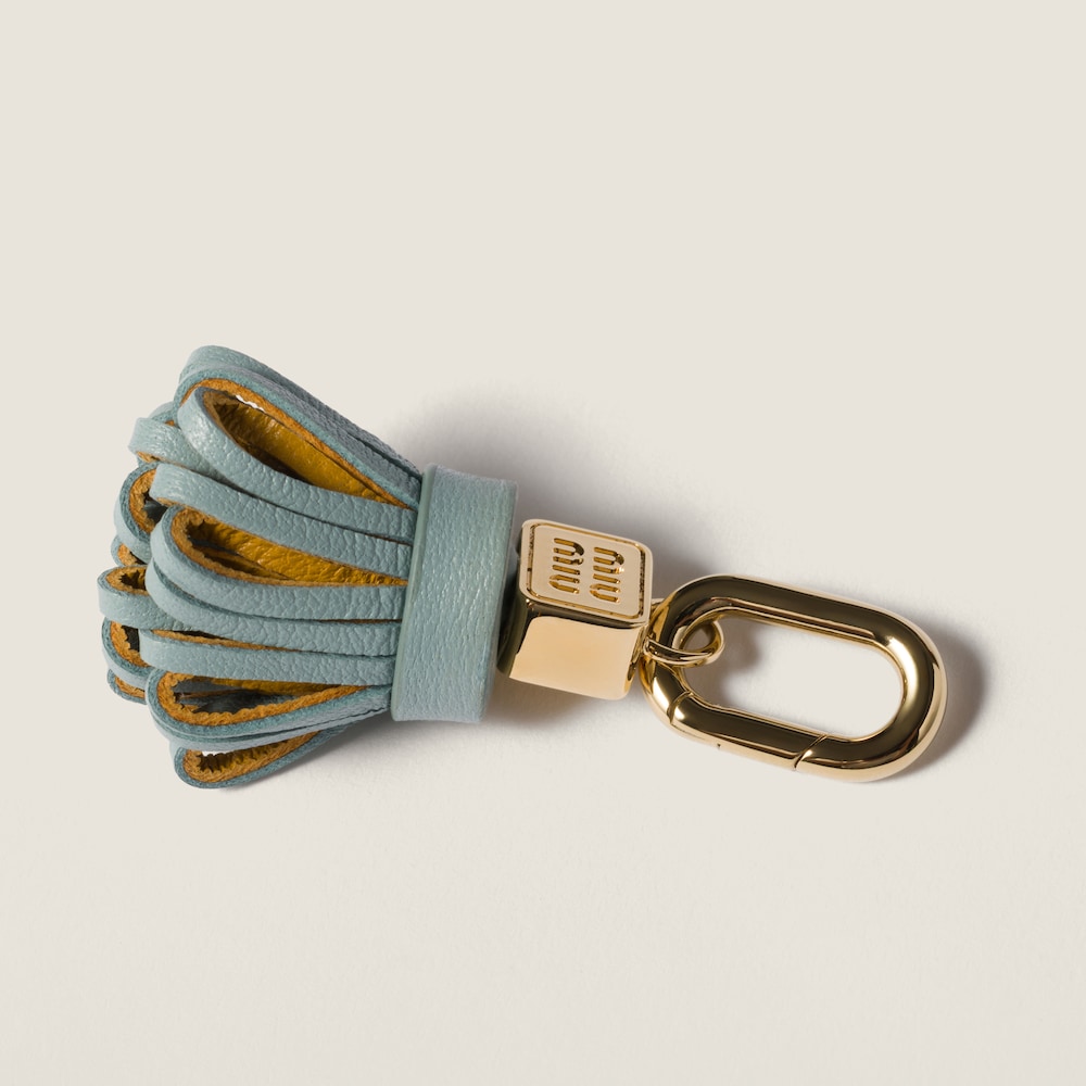 Miu Miu Leather micro trick - Light Blue Gray/Whiskey