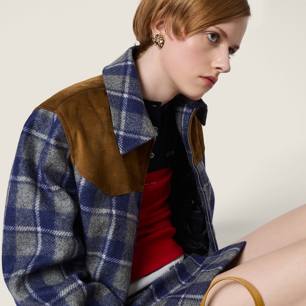 Miu Miu Checked blouson jacket Slate / LightBlue