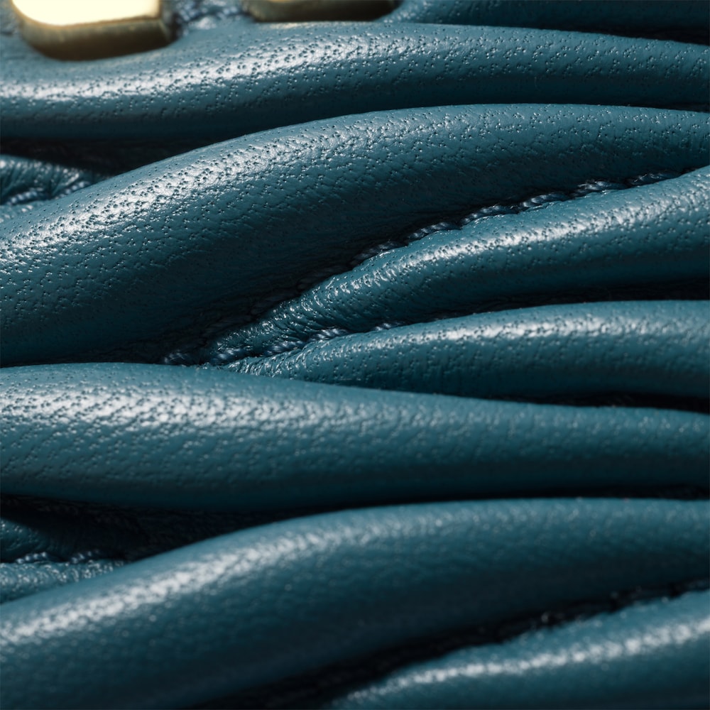 Miu Miu Matelassé nappa leather card holder Marina Blue