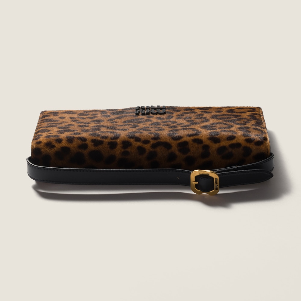 Miu Miu Calf hair leather wallet with strap Honey