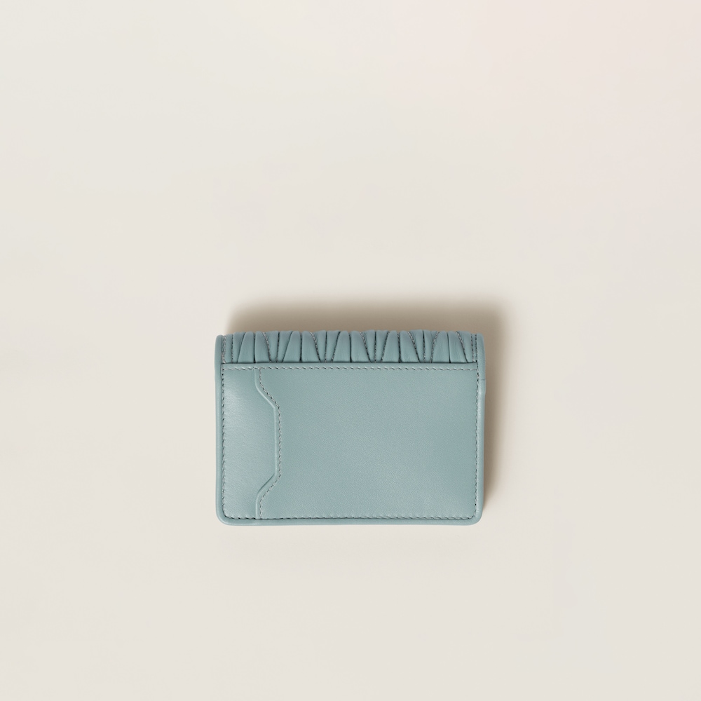 Miu Miu Matelassé nappa leather card holder Powder Blue