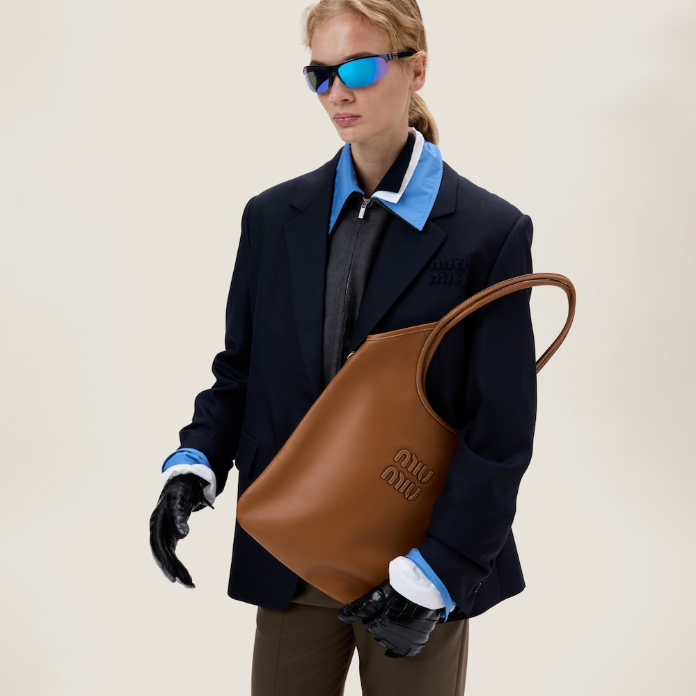 Miu Miu Ivy leather bag Cognac