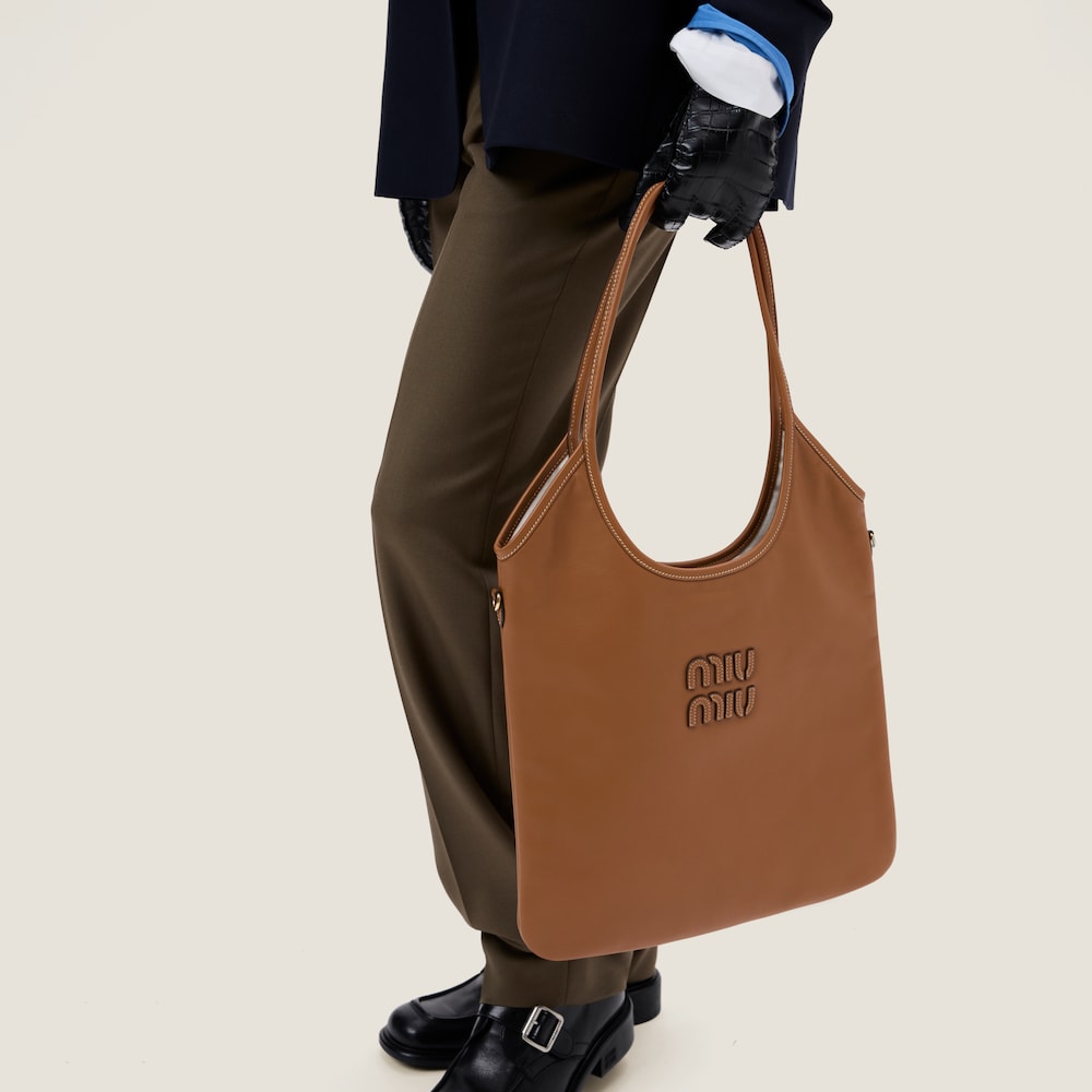 Miu Miu Ivy leather bag Cognac