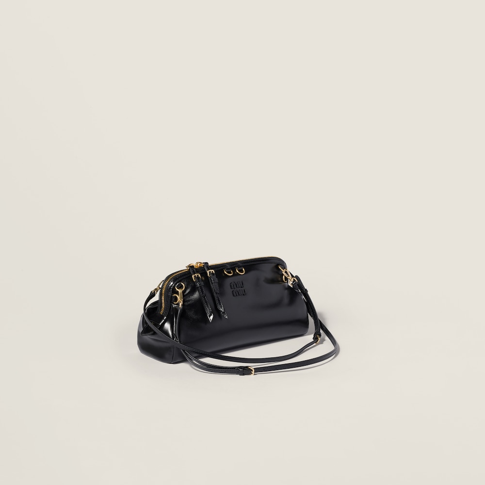 Miu Miu Caprice shiny leather clutch Black