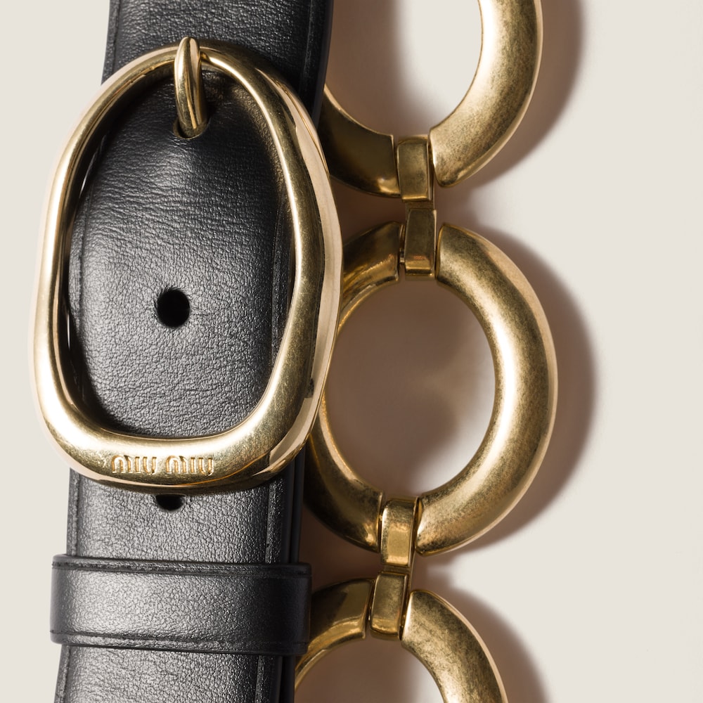 Miu Miu Leather and metal belt - Black