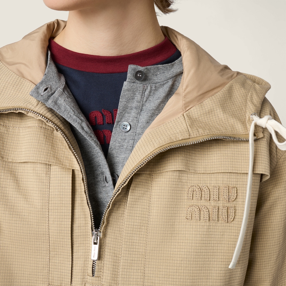 Miu Miu Long-sleeved cotton jersey T-shirt Blue / Burgundy