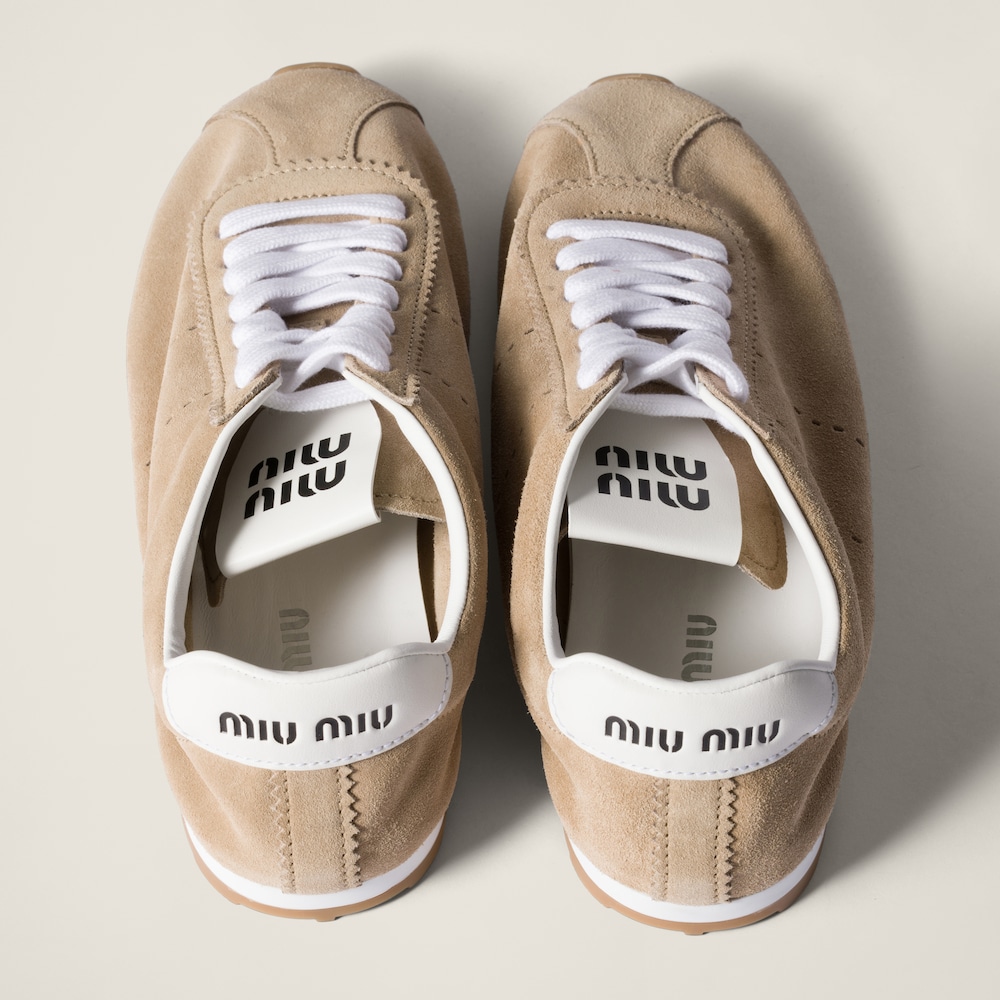 Miu Miu Plume suede sneakers Desert Beige