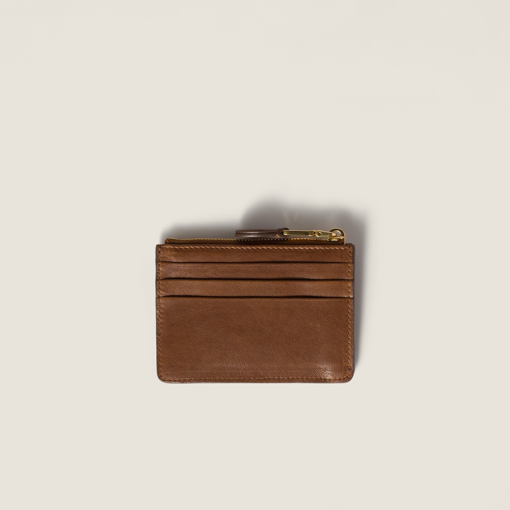 Miu Miu Nappa leather card holder Oak