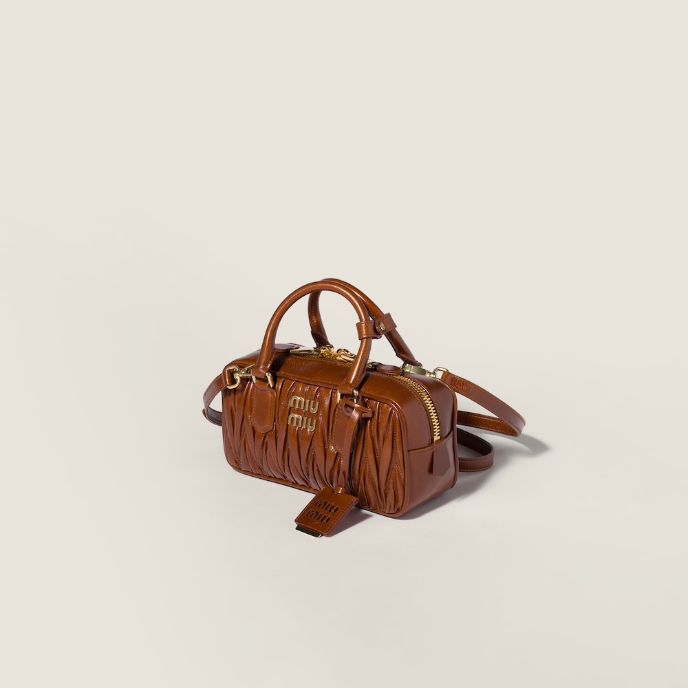 Miu Miu Arcadie shiny matelassé leather bag Palisander